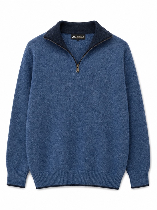 Alpaca International Other - Alpaca International The Caminero Quarter-Zip Pullover Sweater Blue 100% Alpaca